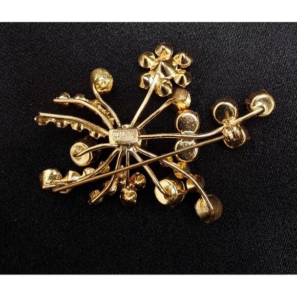Vintage 1940s-1950s Made In Austria Signed Rhinestone Floral Brooch - Picture 5 of 5